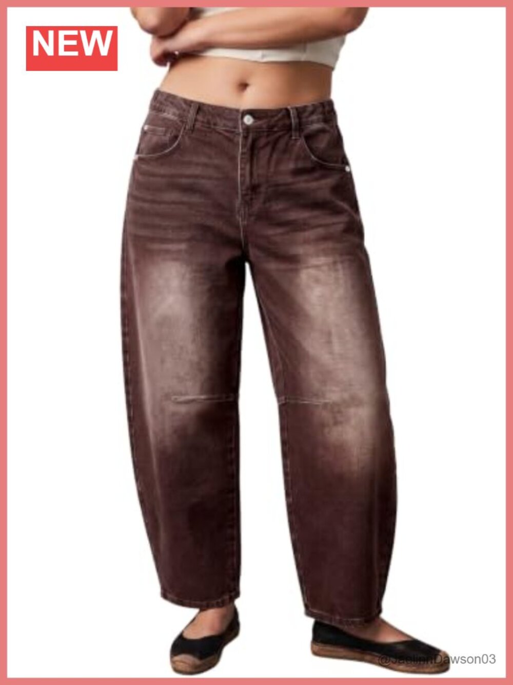 Plus Size Wide Leg Barrel Jeans High Rise Stretch Denim Cropped Pull On